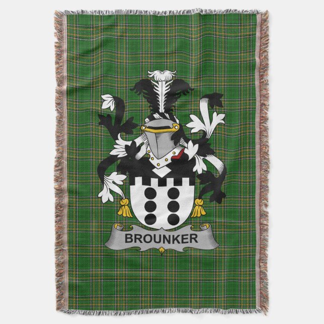  Irish Brounker Coat of Arms Family Crest Ireland Throw Blanket (Front Vertical)