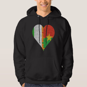 Irish Burkinabe Flag Heart Hoodie