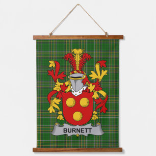 Irish Burnett Coat of Arms Family Crest Hanging Tapestry