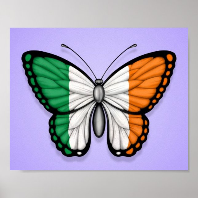 Irish Butterfly Flag on Purple Poster (Front)