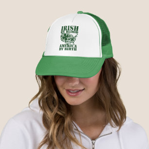 Irish By Blood American By Birth USA Clover Mosaic Trucker Hat