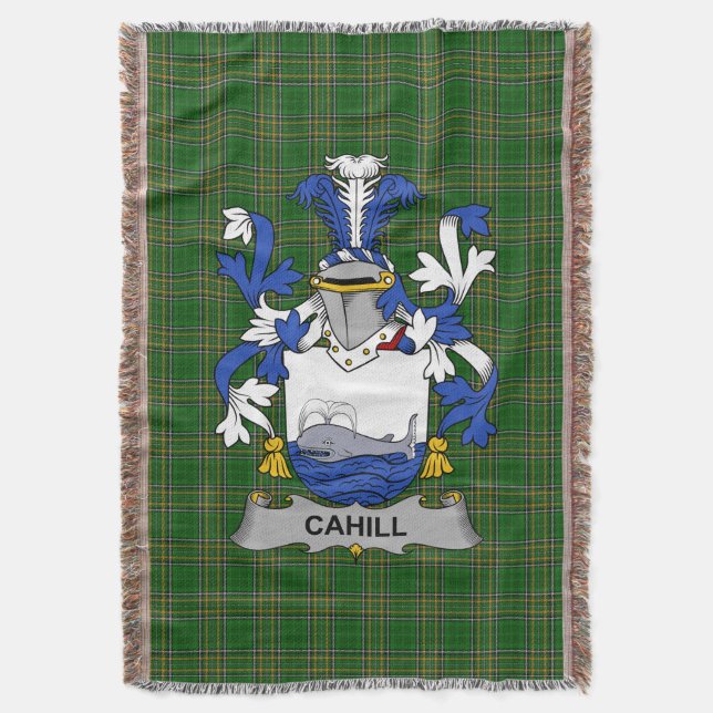  Irish Cahill or O_Cahill Coat of Arms Family Cres Throw Blanket (Front Vertical)