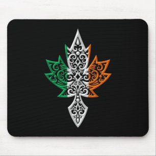 Irish Canadian Maple Leaf - black Mouse Pad