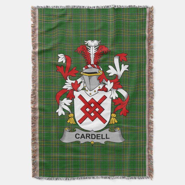  Irish Cardell Coat of Arms Family Crest Ireland Throw Blanket (Front Vertical)