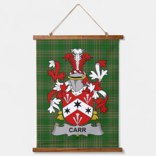 Irish Carr Coat of Arms Family Crest Hanging Tapestry