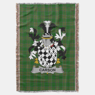  Irish Carson Coat of Arms Family Crest Ireland Throw Blanket