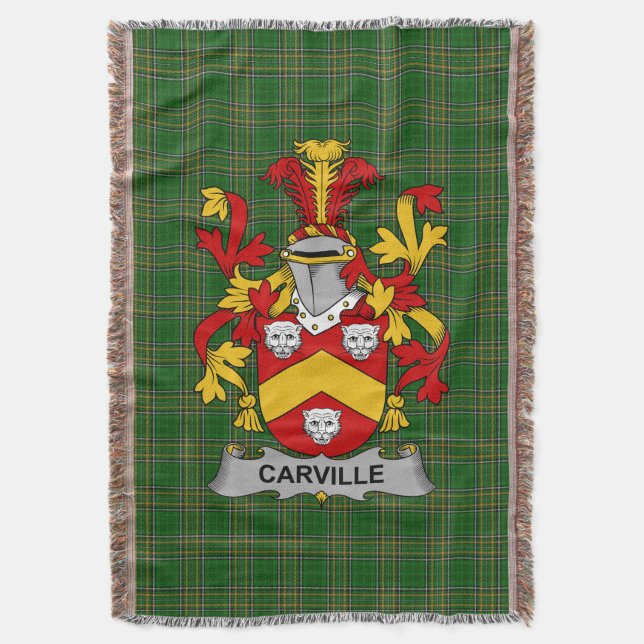  Irish Carville or McCarville Coat of Arms Family  Throw Blanket (Front Vertical)
