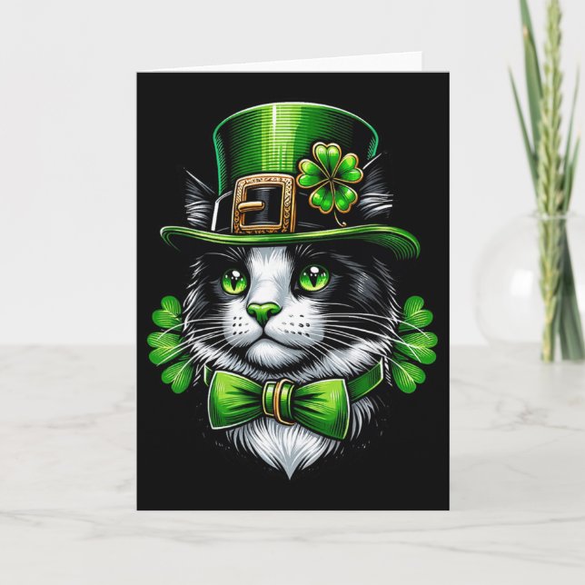 Irish Cat St Patricks Day Catricks Day Kitty Kitte Card (Front)