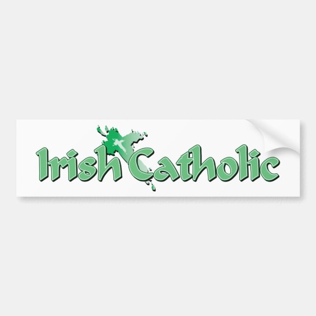 Irish Catholic Cross Bumper Sticker (Front)