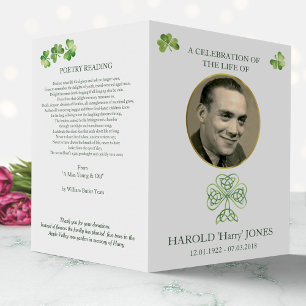 Irish Catholic funeral mass program, memorial Flyer