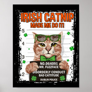 Irish Catnip St Patrick's Day Shamrock Cat Poster