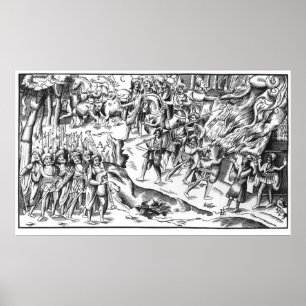 Irish Cattle Raid on an English Plantation Poster