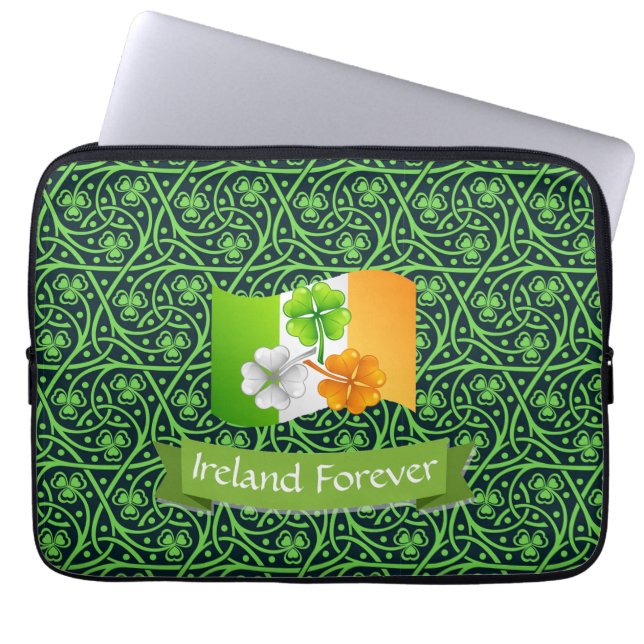 Irish Celtic Clover  Laptop Sleeve (Front)