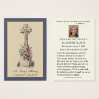 Irish Celtic Cross Floral Funeral Prayer Card