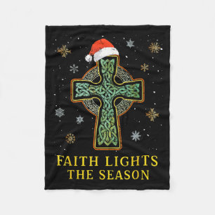 Irish Celtic Cross Knot Christian Faith Santa Hat Fleece Blanket