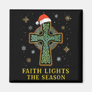 Irish Celtic Cross Knot Christian Faith Santa Hat  Magnet