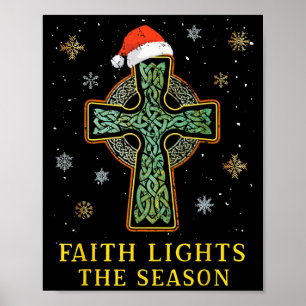 Irish Celtic Cross Knot Christian Faith Santa Hat Poster