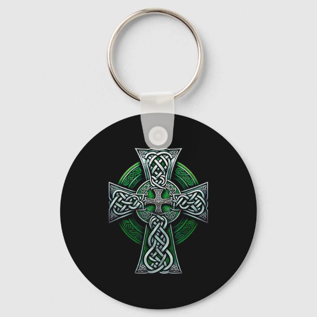 Irish Celtic Cross Knot Christian Holy Trinity Sco Key Ring (Front)