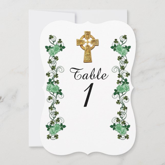 Irish Celtic Cross table number card (Front)