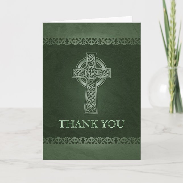 Irish Celtic Cross Wedding Thank You Card (Front)