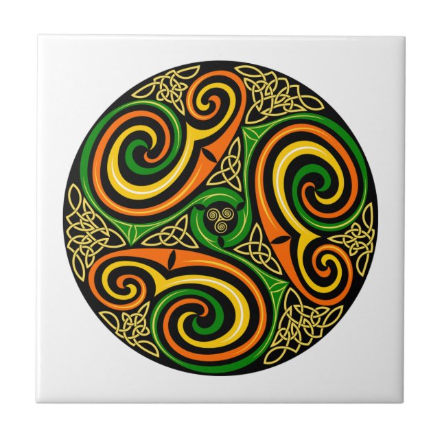 Irish Celtic Design Mandala,Ceramic Tile (Front)