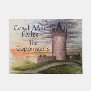 Irish Celtic Greeting Castle Watercolor Doormat
