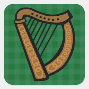 Irish Celtic Harp Square Sticker