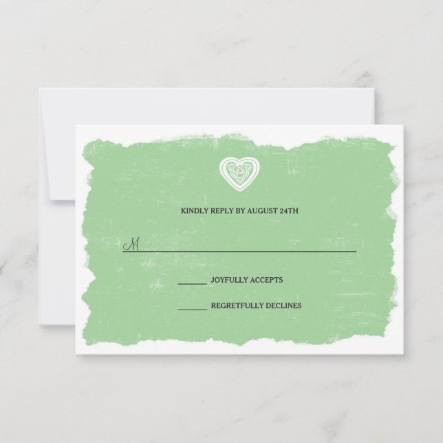Irish Celtic heart RSVP reply card 3991 (Front)