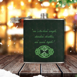 Irish Celtic Knot Green Hip Flask