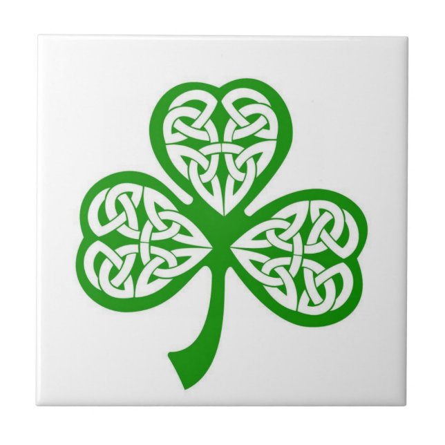 Irish Celtic Shamrock Ceramic Tile (Front)
