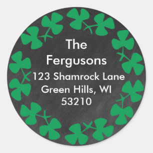 Irish Chalkboard Shamrock Address Label