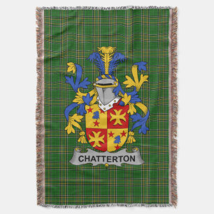  Irish Chatterton Coat of Arms Family Crest Irelan Throw Blanket