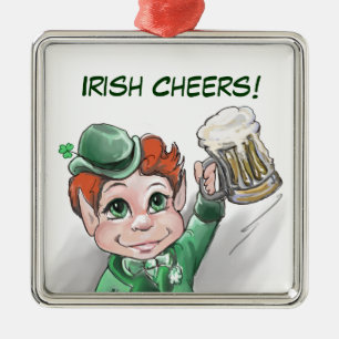 Irish Cheers! Portrait Premium Square Ornament