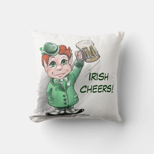 Irish Cheers! St Patrick's Day Pillow (Front)