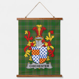 Irish Chichester Coat of Arms Family Crest Hanging Tapestry
