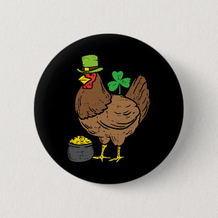 Irish Chicken Farmer Paddys St Patricks Day Farm W 6 Cm Round Badge