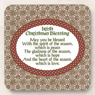 Irish Christmas Blessing, Red Green Celtic Holiday Coaster