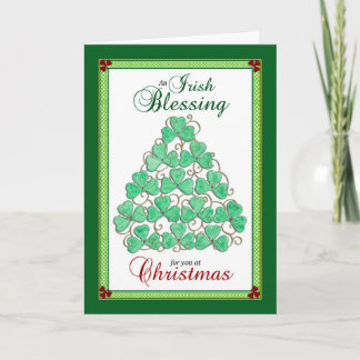 Irish Christmas Blessing - Shamrock Christmas Tree Card