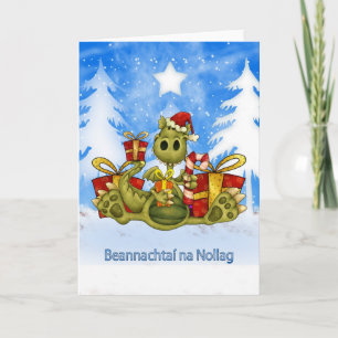 Irish Christmas Card - Cute Dragon - Beannachtaí