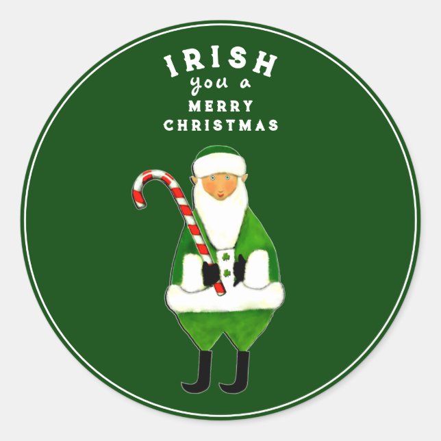 Irish Christmas Classic Round Sticker (Front)