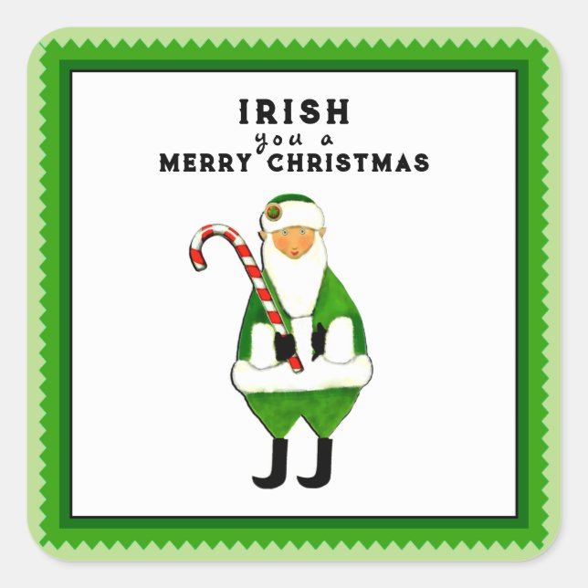 Irish Christmas Holiday Square Sticker (Front)