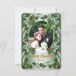 Irish Christmas photo card shamrocks