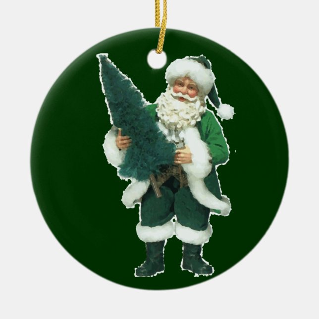 Irish Christmas Santa Claus Ceramic Tree Decoration (Front)