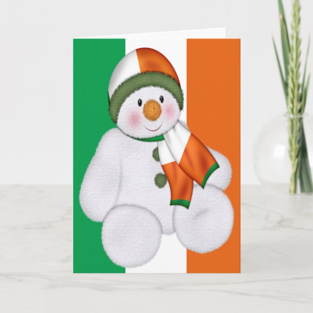 Irish Christmas Snowman Holiday Card (Front)