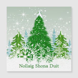 Irish Christmas, snowy green fir trees