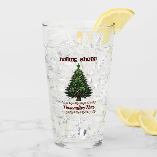 Irish Christmas Tree w/Shamrocks Personalised Glass (Back Ice)