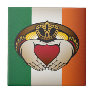 Irish Claddagh Flag Crest Ceramic Tile