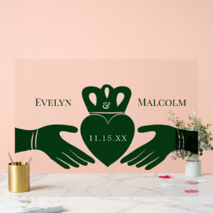 Irish Claddagh Ring Simple Graphic Green Acrylic Sign