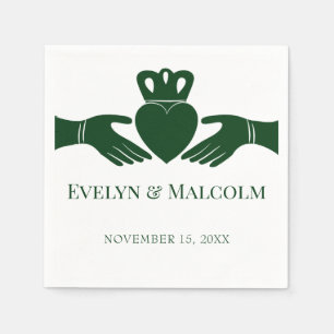 Irish Claddagh Ring Simple Graphic Green Wedding Napkin