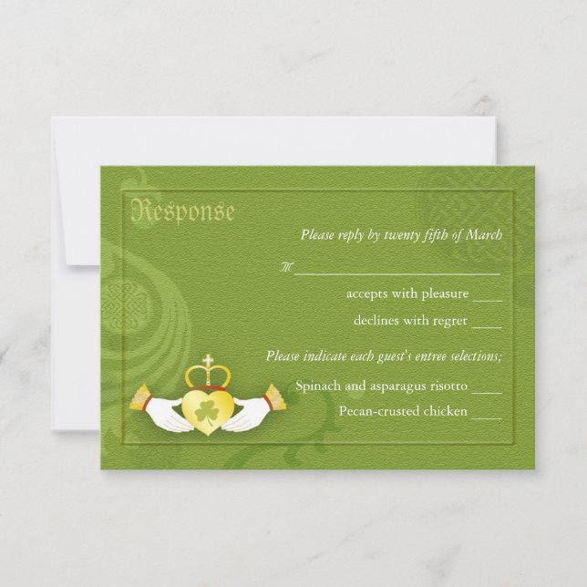 Irish Claddagh Ring Wedding RSVP | Meal Choice (Front)